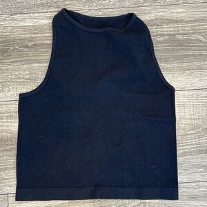 Black Small Ribbed High Neck Tank